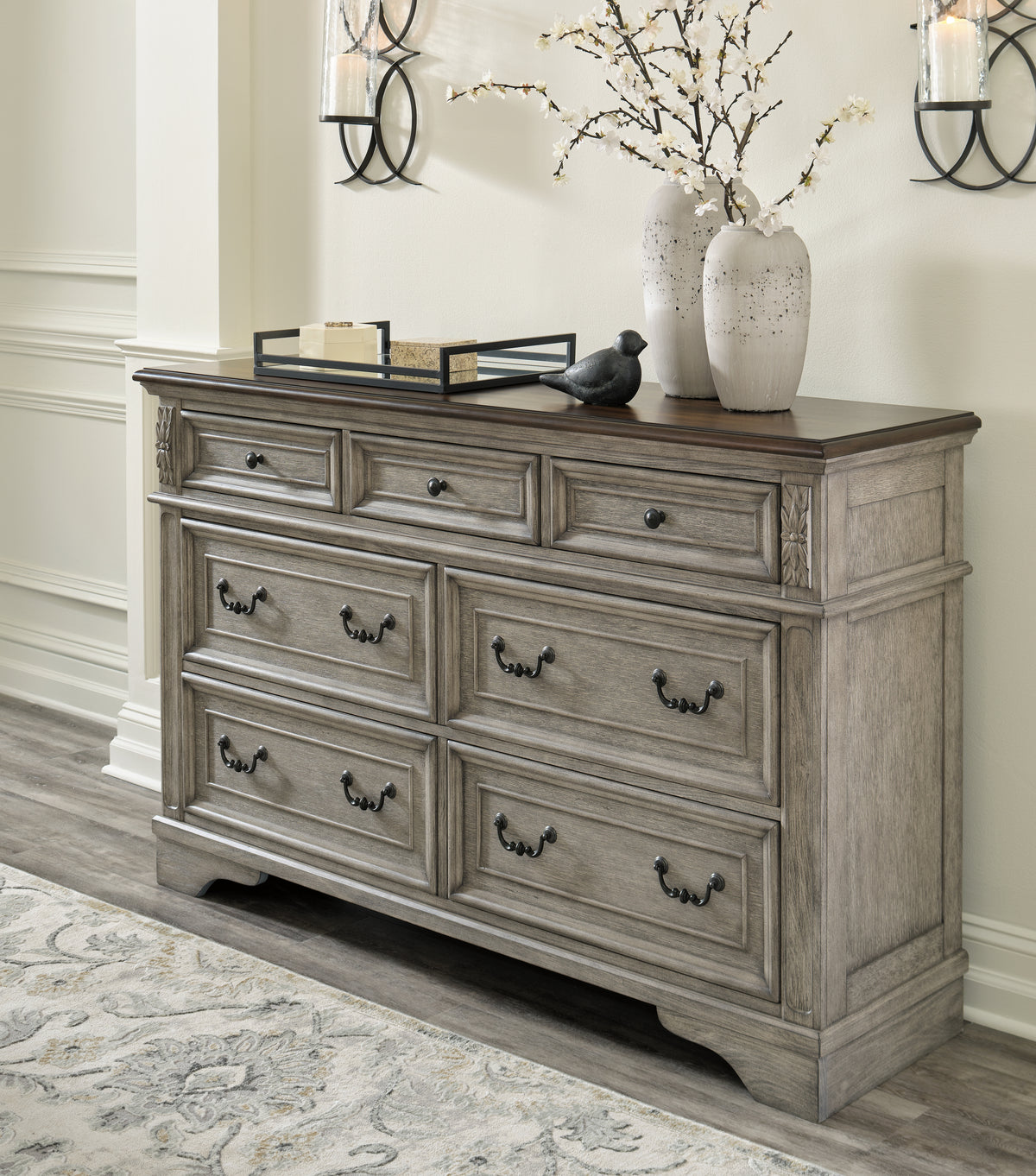 Lodenbay Antique Gray Upholstered Panel Bedroom Set from Ashley - Luna Furniture