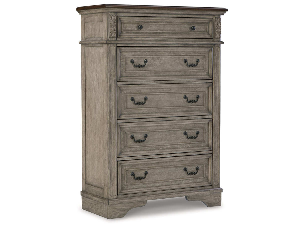 Lodenbay Multi Queen Upholstered Panel Bed, Dresser, Mirror, Chest and 2 Nightstands from Ashley - Luna Furniture