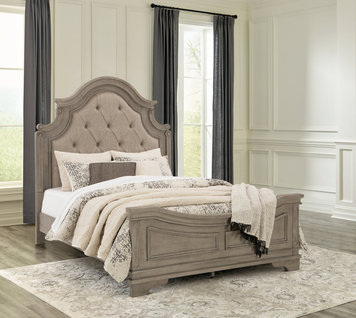 Lodenbay Multi Queen Upholstered Panel Bed, Dresser, Mirror, Chest and 2 Nightstands from Ashley - Luna Furniture