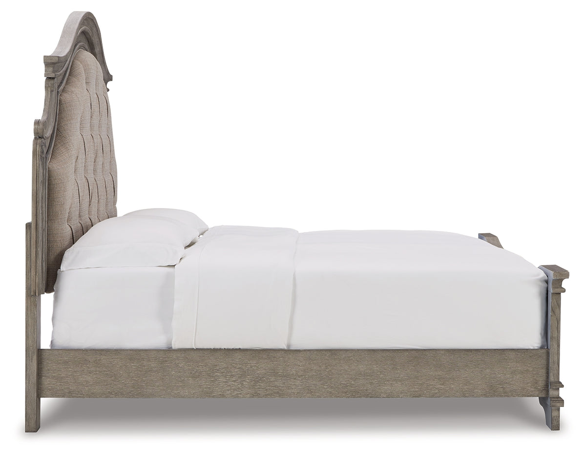Lodenbay Antique Gray Upholstered Panel Bedroom Set from Ashley - Luna Furniture