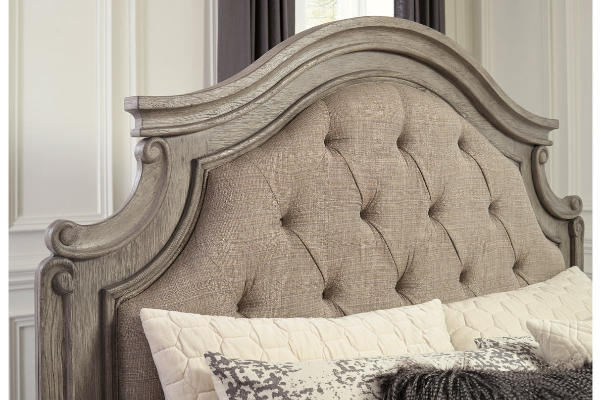 Lodenbay Antique Gray California King Upholstered Panel Bed from Ashley - Luna Furniture