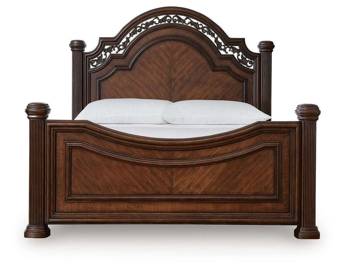 Lavinton Brown Queen Poster Bed, Dresser and Mirror from Ashley - Luna Furniture