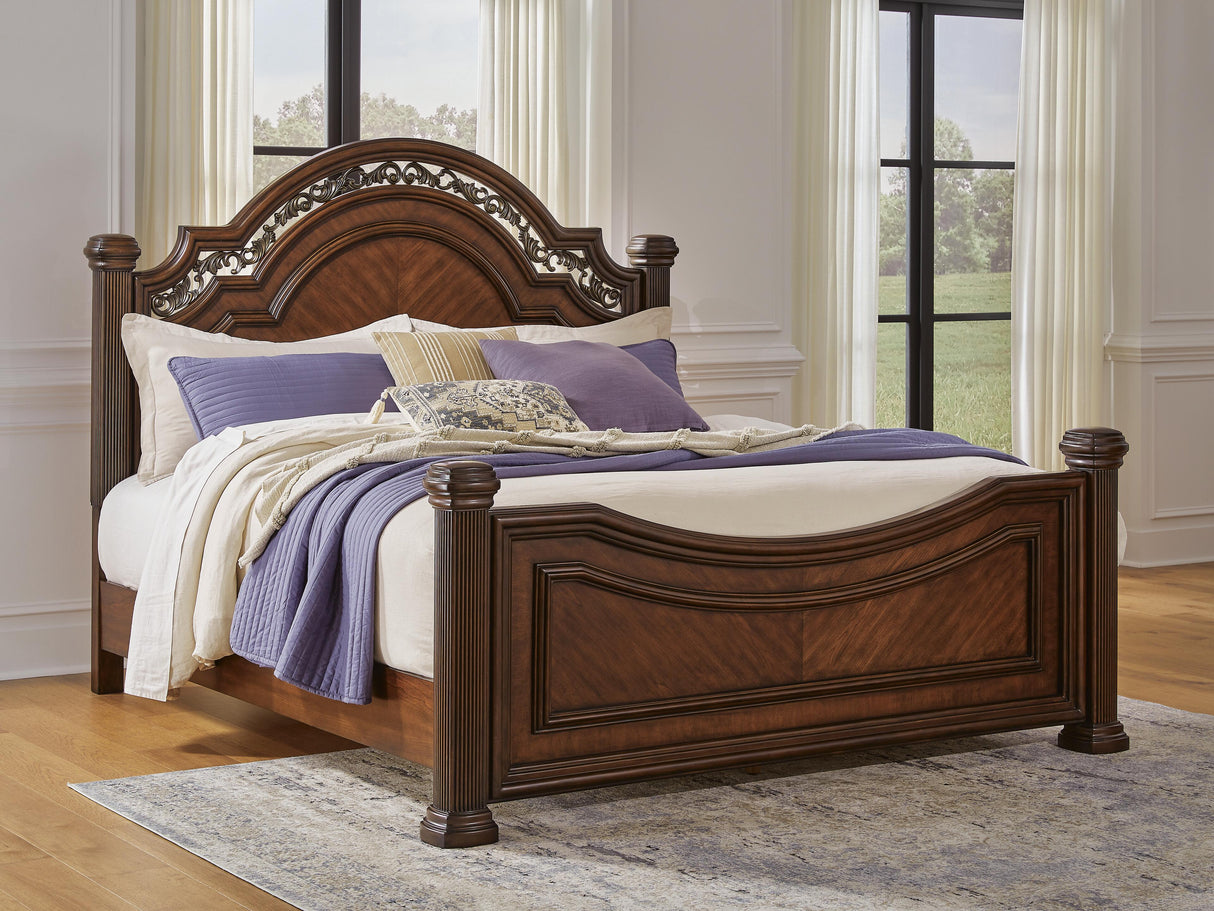 Lavinton Brown California King Poster Bed from Ashley - Luna Furniture