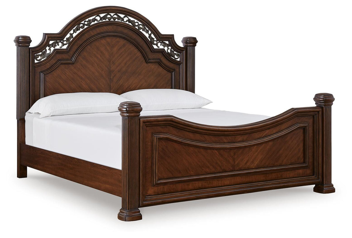 Lavinton Brown Queen Poster Bed, Dresser, Mirror, Chest and 2 Nightstands from Ashley Furniture - Luna Furniture