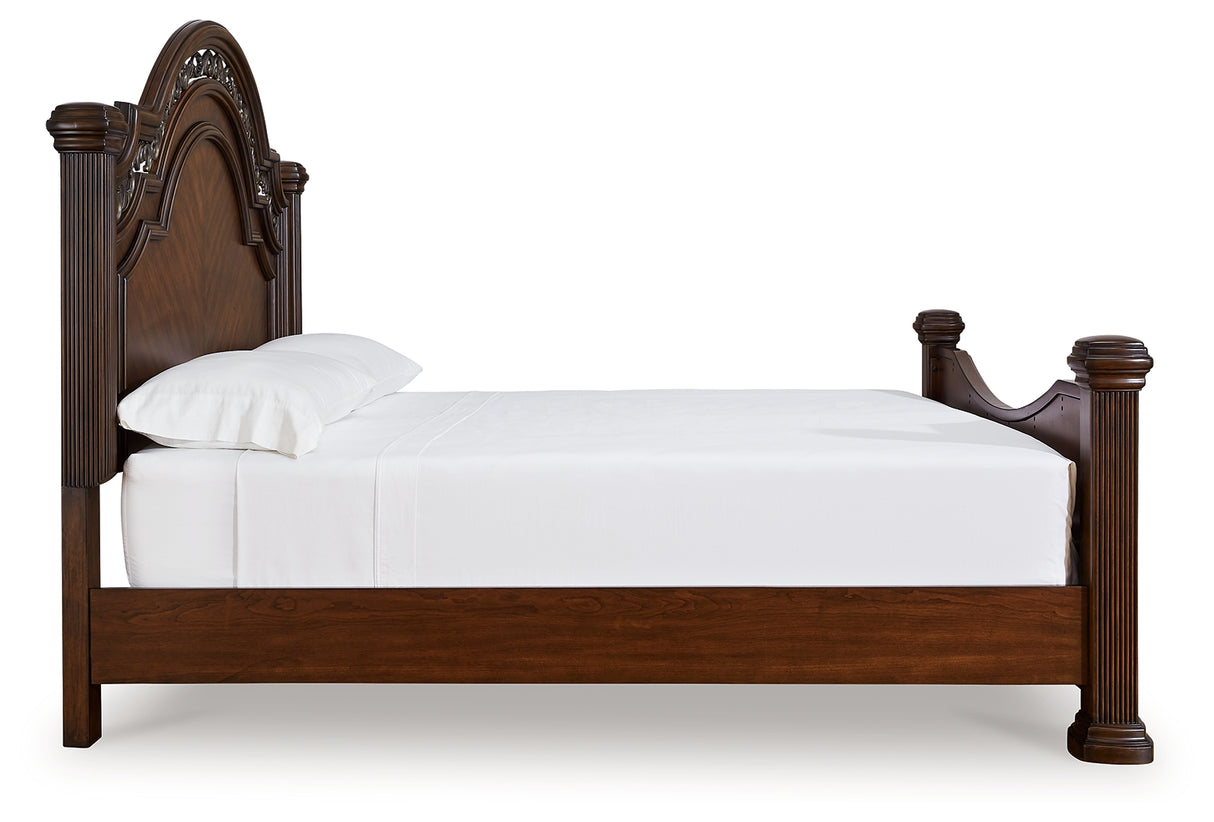 Lavinton Brown Queen Poster Bed, Dresser, Mirror, Chest and 2 Nightstands from Ashley Furniture - Luna Furniture