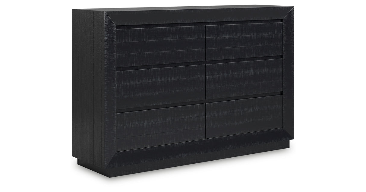 Londer King Panel Bed with Dresser and Nightstand in Black from Ashley - Luna Furniture