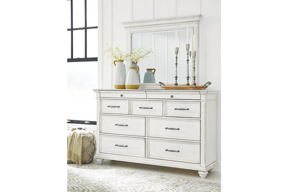 Kanwyn Whitewash Dresser and Mirror from Ashley - Luna Furniture