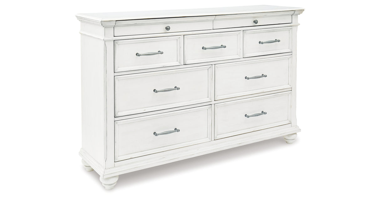 Kanwyn Queen Panel Bed with Dresser in Whitewash from Ashley Furniture - Luna Furniture
