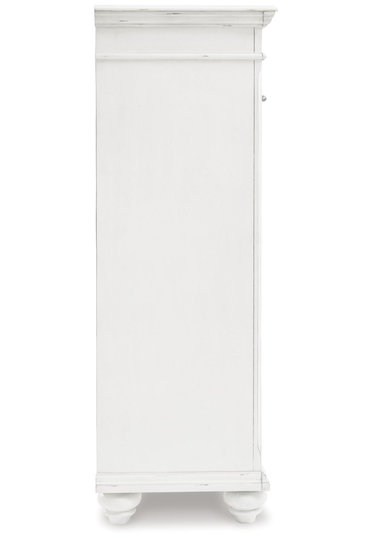 Kanwyn King Panel Bed with Mirrored Dresser and Chest in Whitewash from Ashley - Luna Furniture