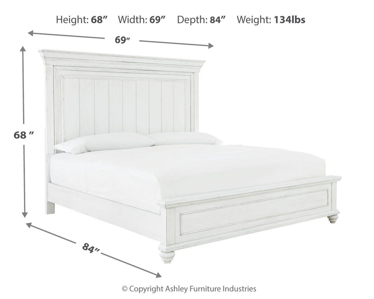 Kanwyn Whitewash Queen Panel Bed and Dresser from Ashley - Luna Furniture