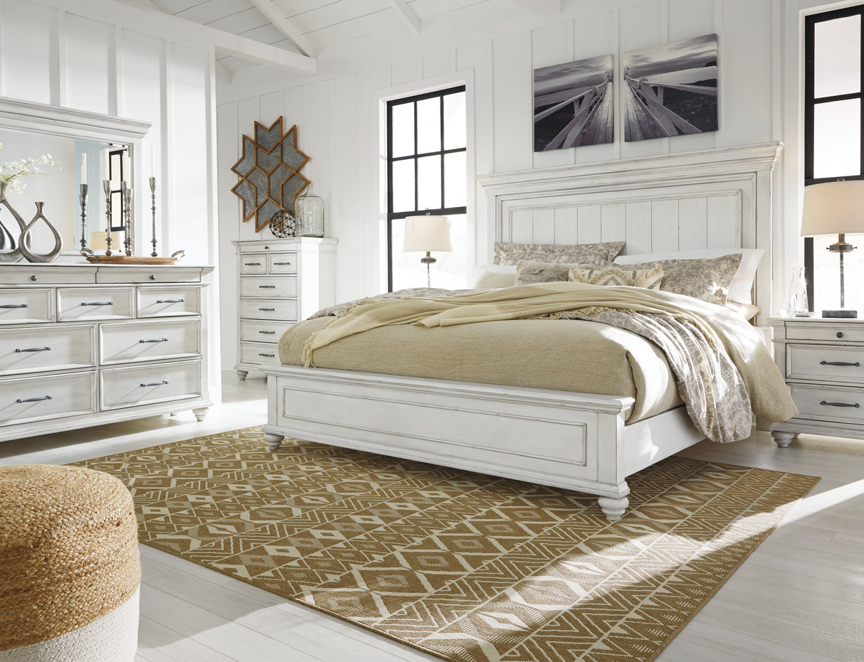 Kanwyn Whitewash California King Panel Bed from Ashley - Luna Furniture