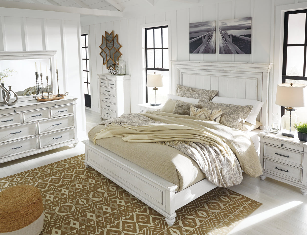Kanwyn Whitewash California King Panel Bed from Ashley - Luna Furniture