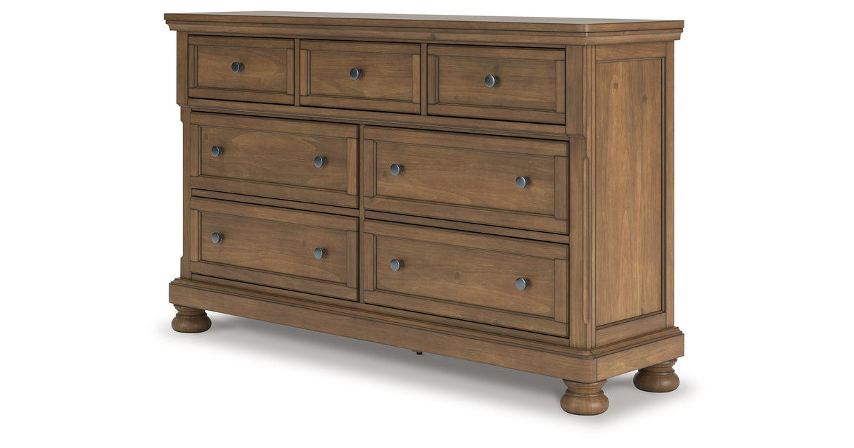 Feddinger King Panel Bed with Dresser in Medium Brown from Ashley - Luna Furniture