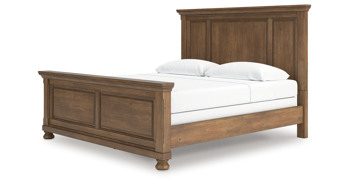 Feddinger King Panel Bed with Dresser and Nightstand in Medium Brown from Ashley - Luna Furniture