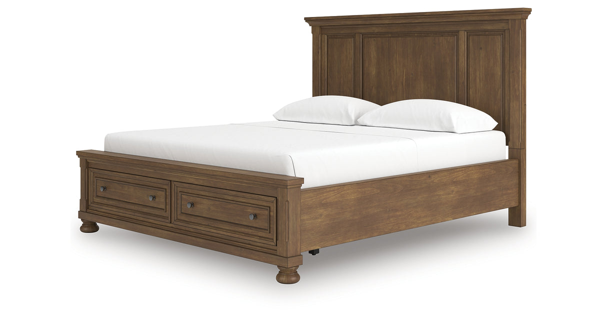Feddinger Medium Brown California King Panel Storage Bed from Ashley Furniture - Luna Furniture