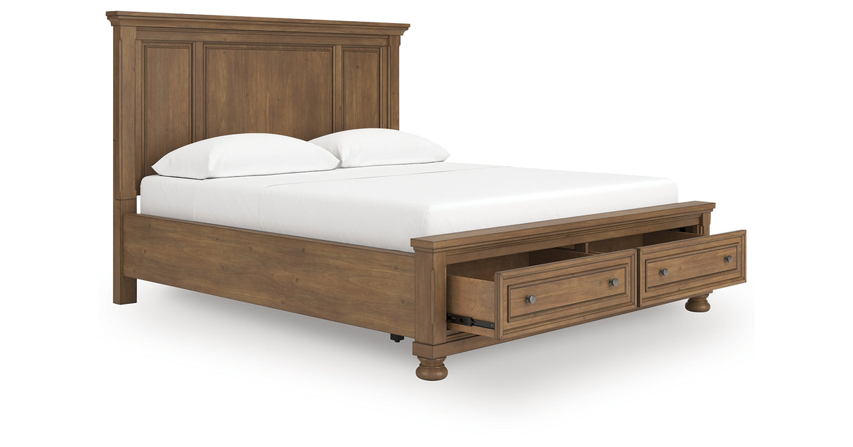 Feddinger Medium Brown California King Panel Storage Bed from Ashley Furniture - Luna Furniture