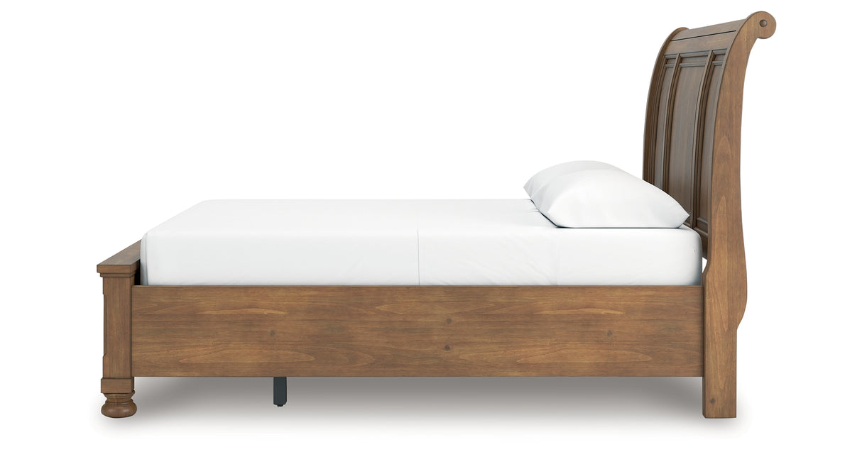Feddinger Queen Storage Sleigh Bed with Dresser and Nightstand in Medium Brown from Ashley Furniture - Luna Furniture