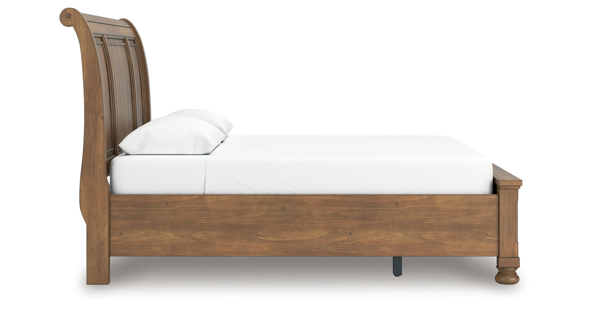 Feddinger Queen Storage Sleigh Bed with Dresser and Nightstand in Medium Brown from Ashley Furniture - Luna Furniture