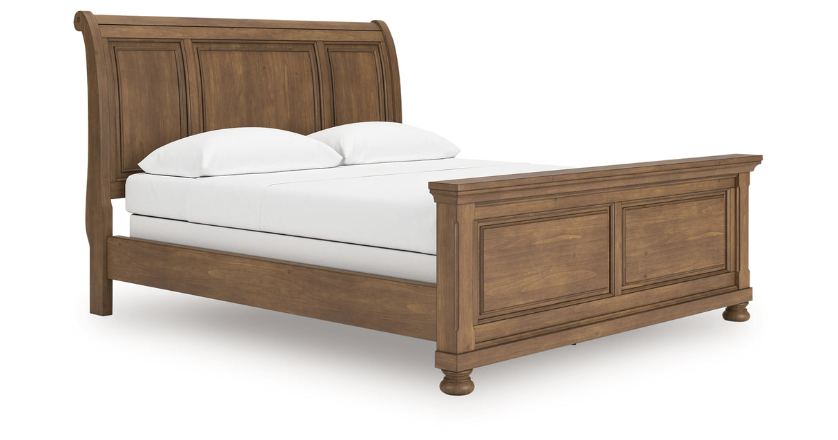 Feddinger Medium Brown California King Sleigh Bed from Ashley Furniture - Luna Furniture