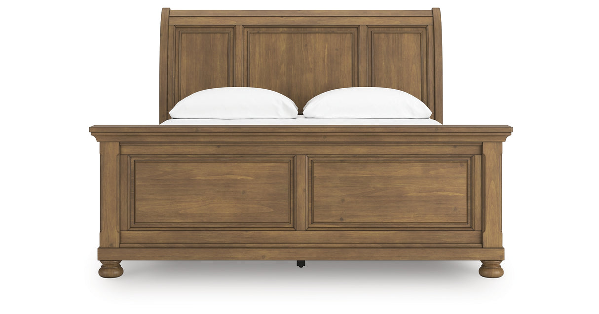 Feddinger Medium Brown California King Sleigh Bed from Ashley Furniture - Luna Furniture
