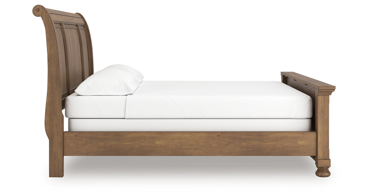 Feddinger Medium Brown California King Sleigh Bed from Ashley Furniture - Luna Furniture