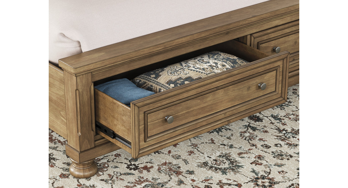 Feddinger King Storage Sleigh Bed with Dresser in Medium Brown from Ashley Furniture - Luna Furniture
