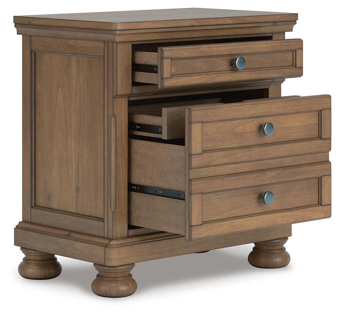 Feddinger Chestnut Queen Panel Bed, Dresser, Mirror, Chest and 2 Nightstands from Ashley - Luna Furniture