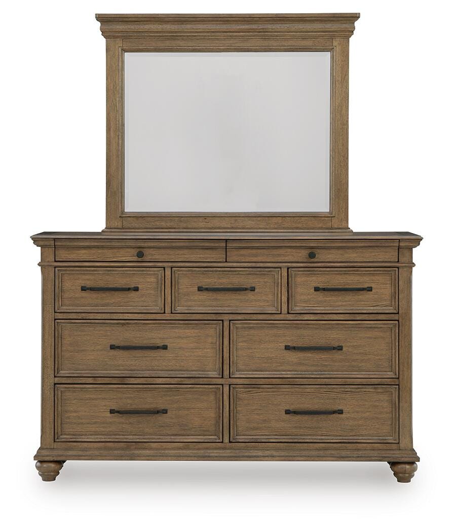 Karallin Medium Brown Dresser and Mirror from Ashley Furniture - Luna Furniture