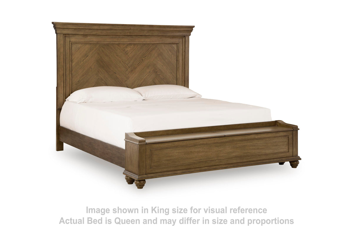Karallin Medium Brown Queen Panel Storage Bed from Ashley Furniture - Luna Furniture