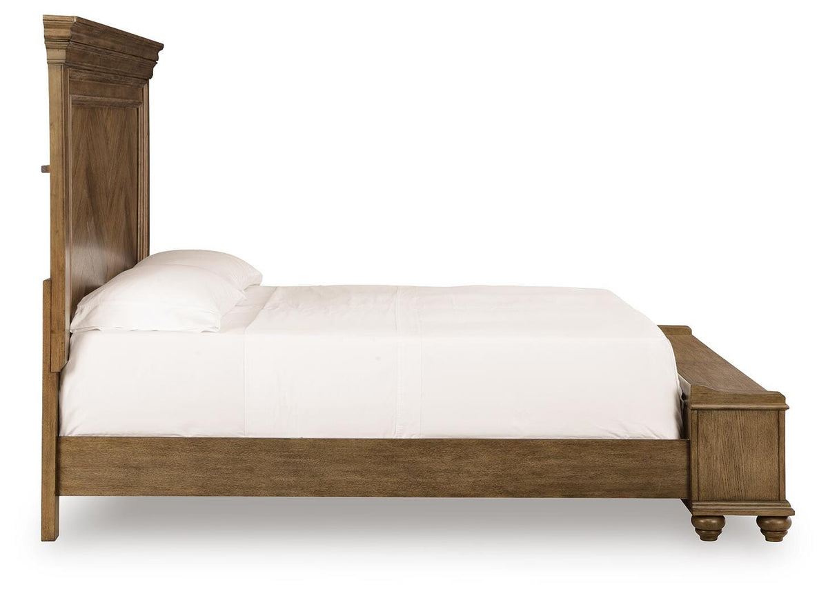 Karallin Medium Brown King Panel Storage Bed from Ashley Furniture - Luna Furniture