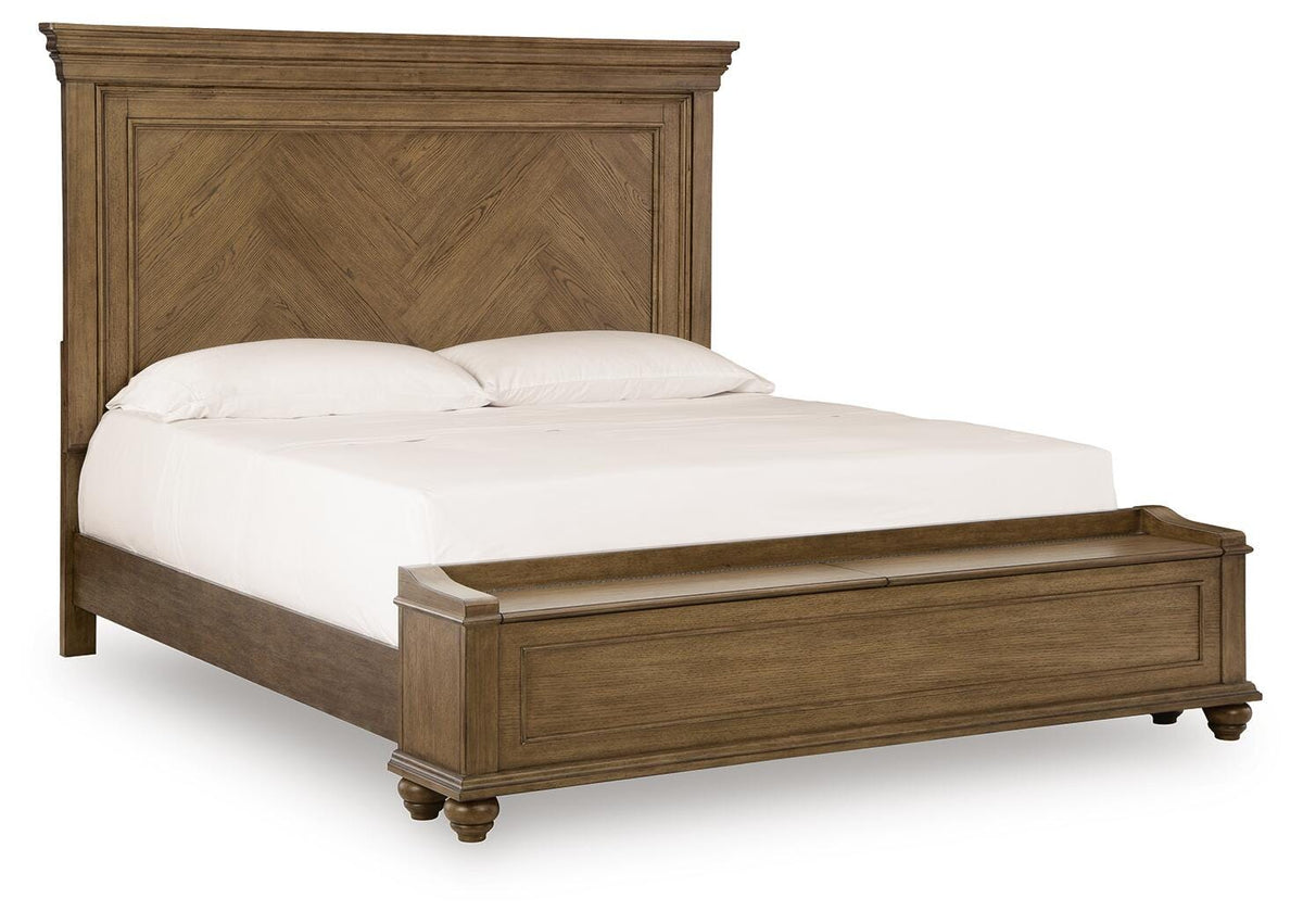 Karallin Medium Brown King Panel Storage Bed from Ashley Furniture - Luna Furniture