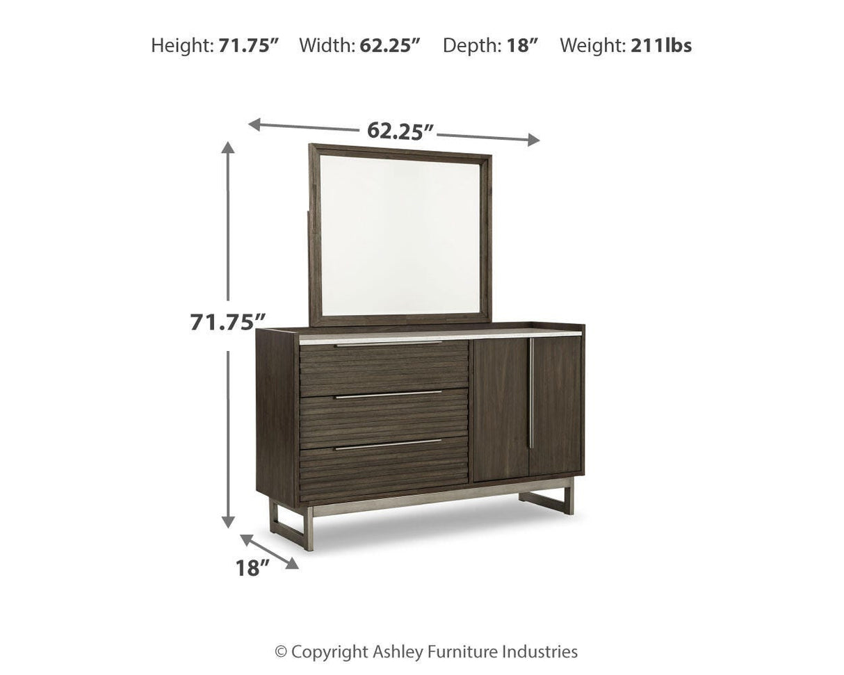 Arkenton Grayish Brown Dresser and Mirror from Ashley - Luna Furniture