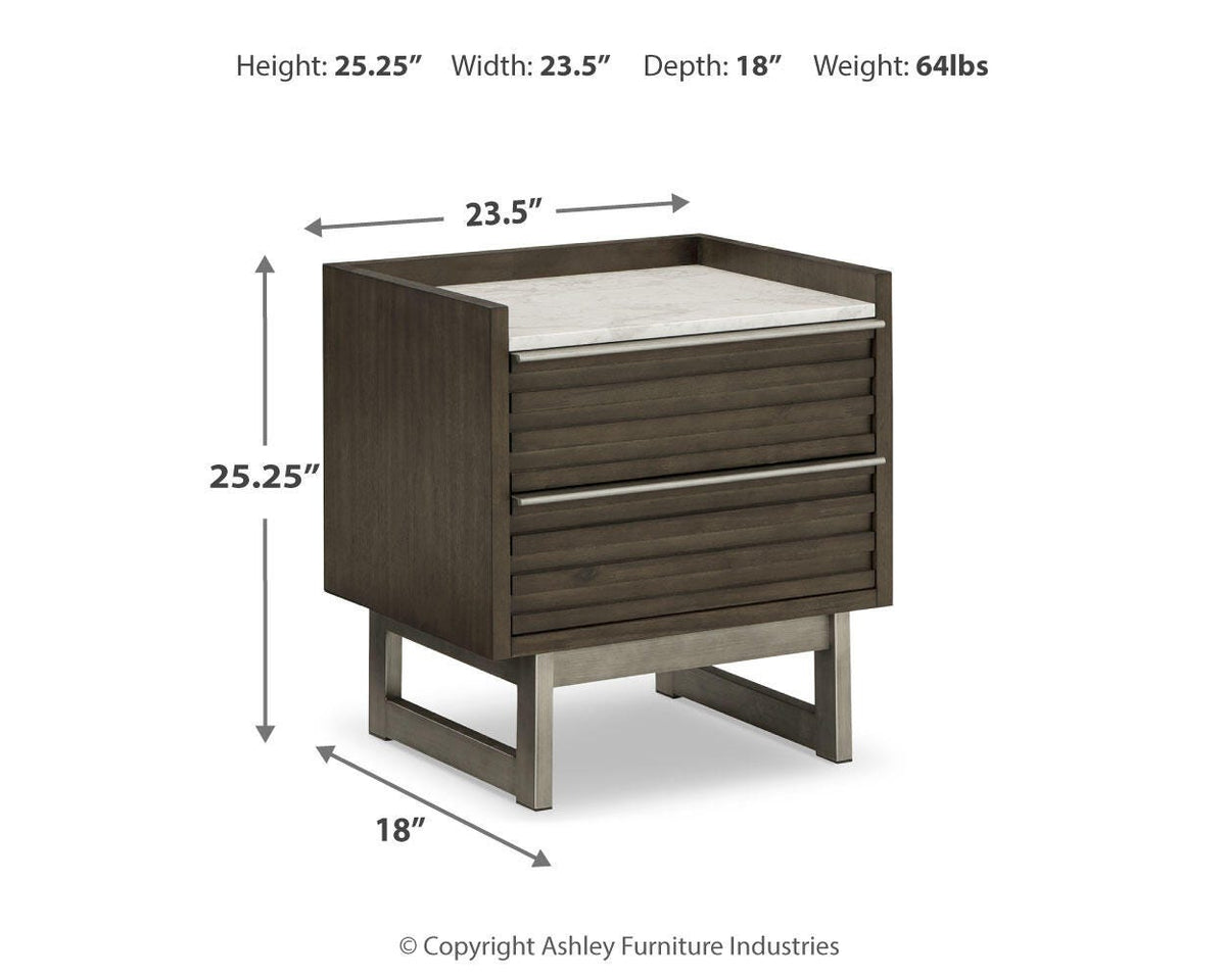 Arkenton Grayish Brown/White Nightstand from Ashley - Luna Furniture