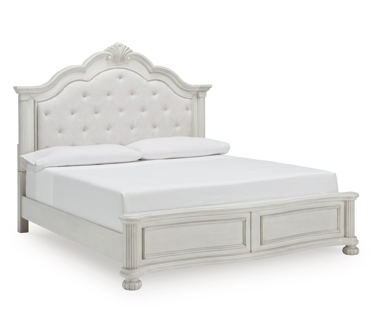 Montelaine Antique White Upholstered Panel Bedroom Set from Ashley - Luna Furniture