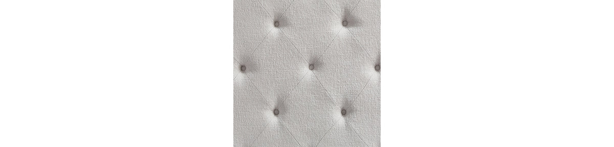 Montelaine Antique White King Upholstered Panel Bed from Ashley - Luna Furniture