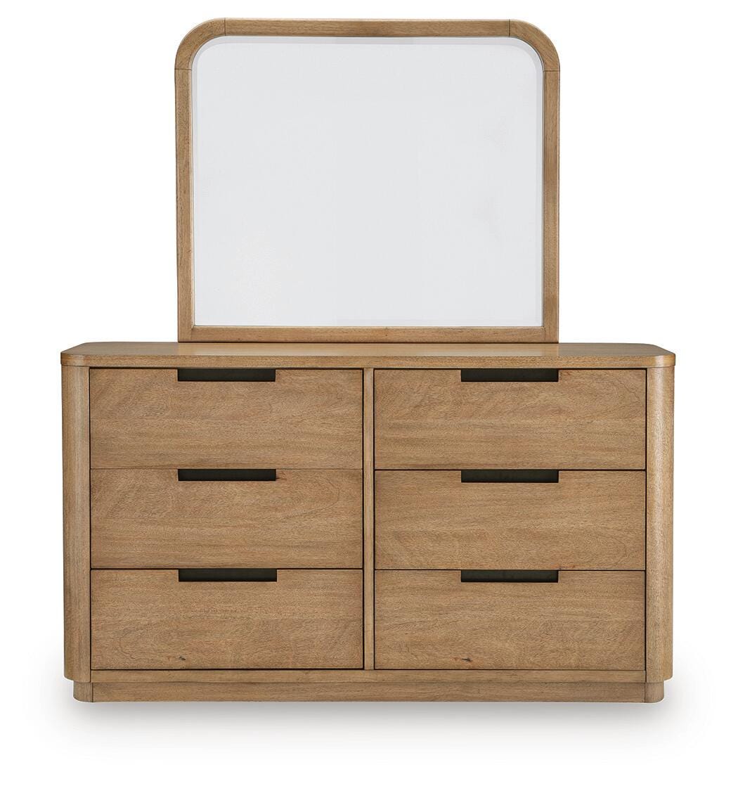 Pamaria Light Brown Dresser and Mirror from Ashley - Luna Furniture