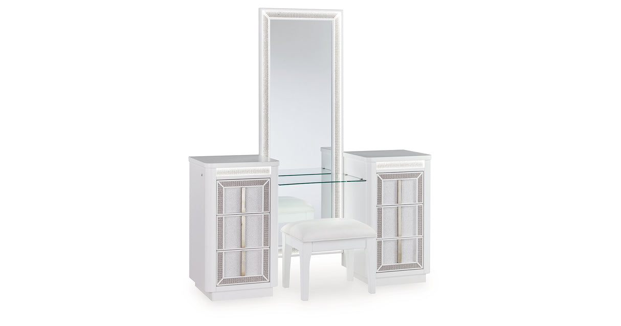 Chalanna Vanity, Mirror and Stool from Ashley - Luna Furniture