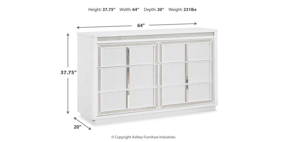 Chalanna Queen Upholstered Storage Bed with Dresser in White from Ashley Furniture - Luna Furniture
