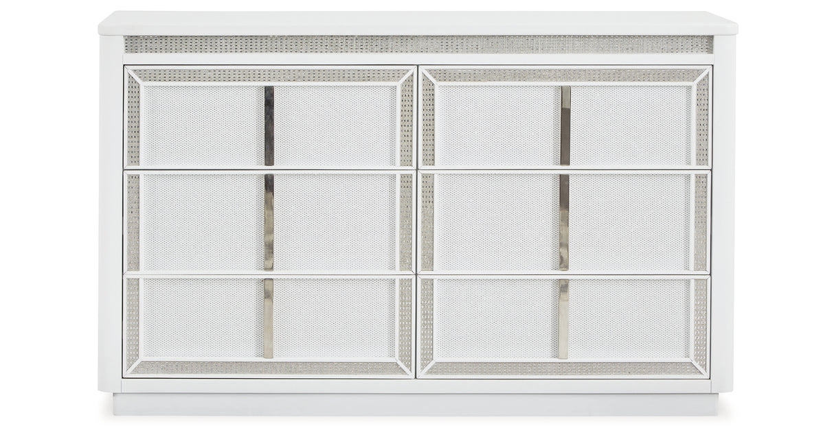 Chalanna King Upholstered Storage Bed with Dresser in White from Ashley - Luna Furniture