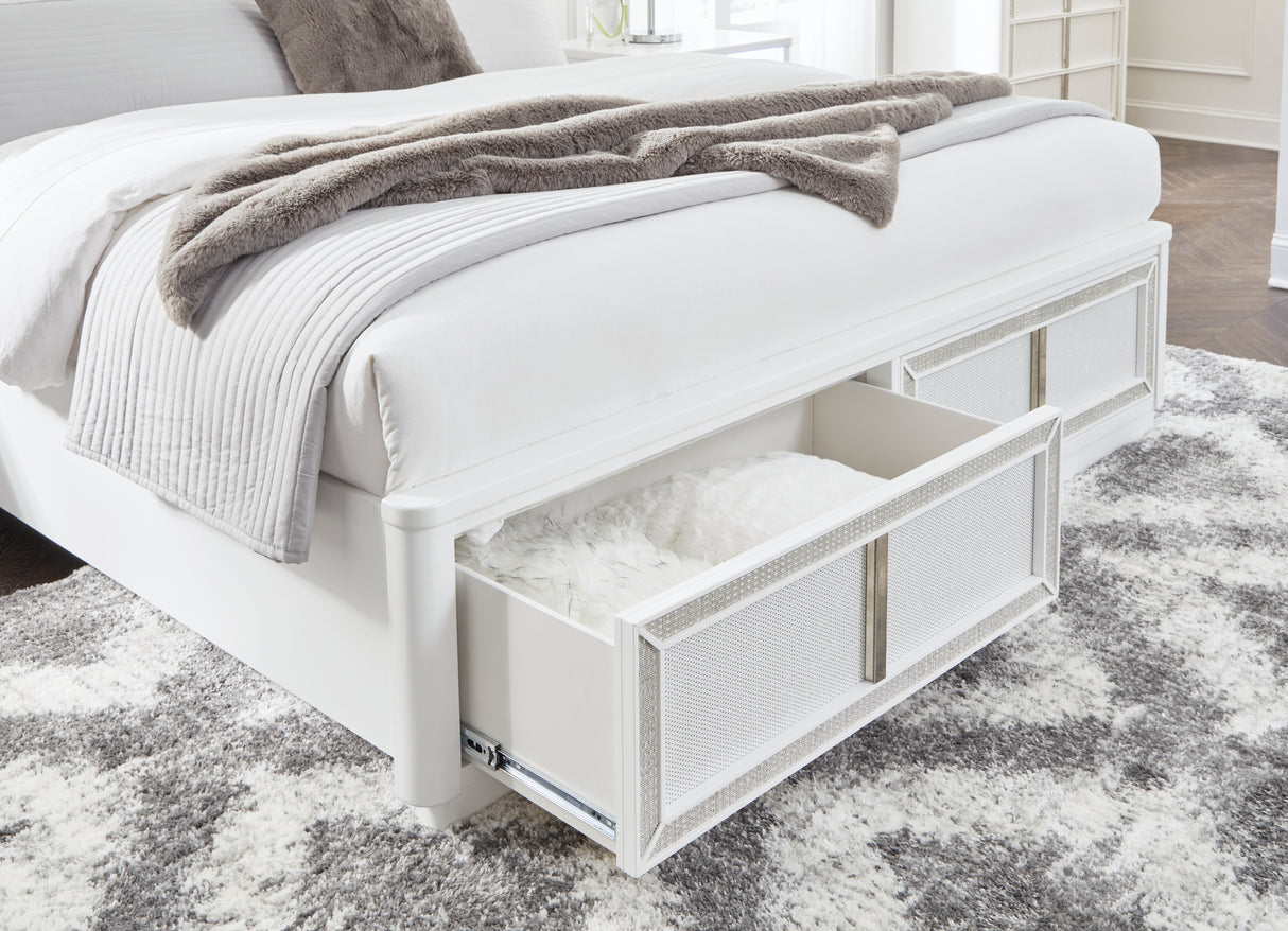 Chalanna White California King LED Upholstered Storage Platform Bed from Ashley - Luna Furniture