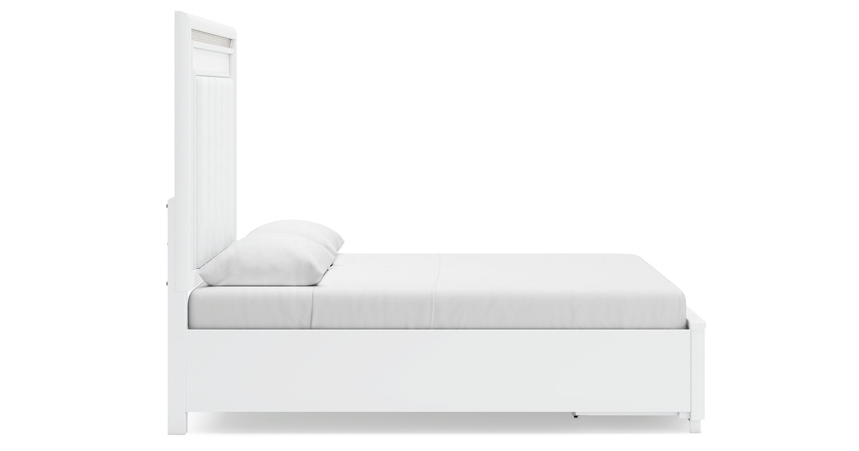 Chalanna Queen Upholstered Storage Bed with Dresser in White from Ashley Furniture - Luna Furniture