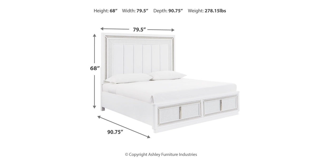 Chalanna California King Upholstered Storage Bed with Dresser in White from Ashley Furniture - Luna Furniture