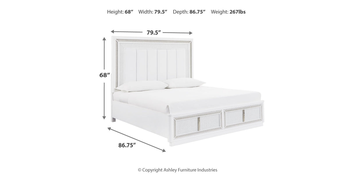 Chalanna King Upholstered Storage Bed with Dresser in White from Ashley - Luna Furniture