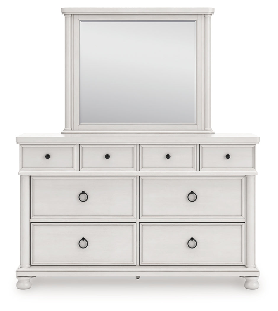 Rowlenstown Antique White Dresser and Mirror from Ashley - Luna Furniture