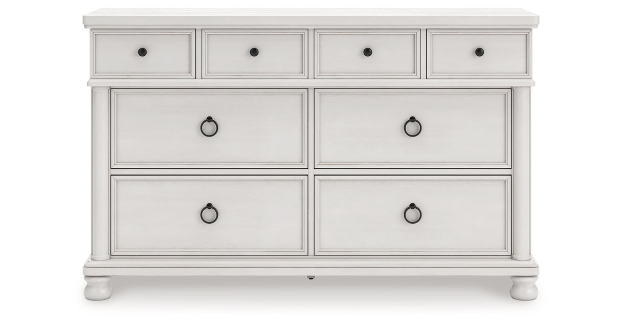 Rowlenstown Queen Poster Bed with Dresser in Antique White from Ashley - Luna Furniture