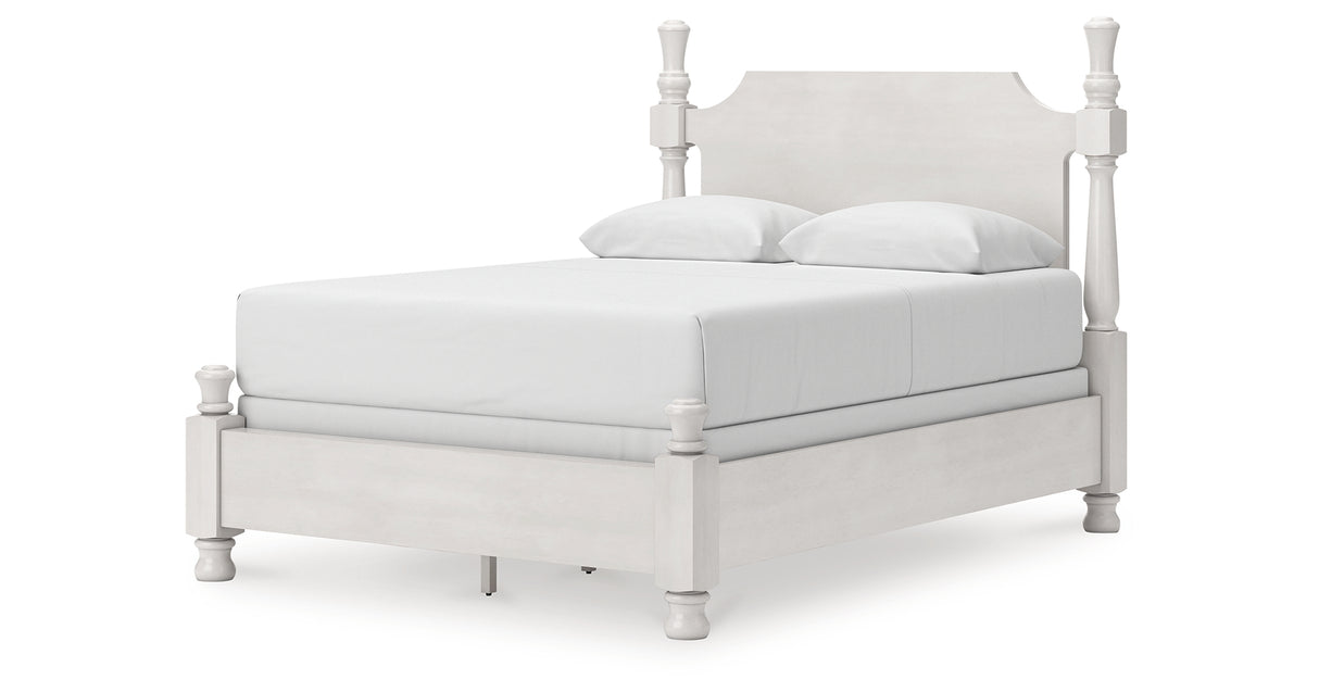 Rowlenstown Queen Poster Bed with Dresser in Antique White from Ashley - Luna Furniture