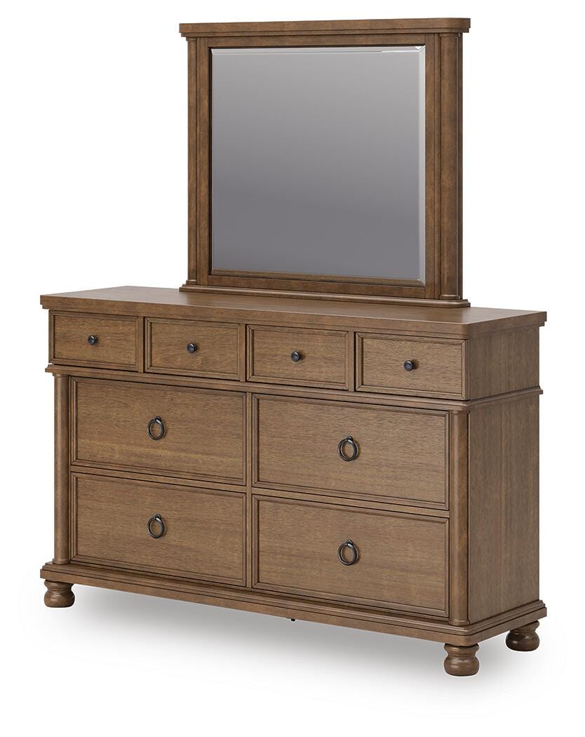 Rowlenstown Queen Poster Bed, Dresser and Mirror from Ashley - Luna Furniture