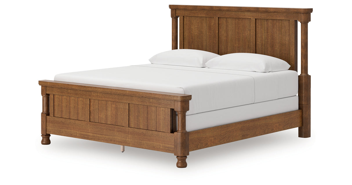Rowlenstown California King Poster Bed with Dresser in Brown from Ashley - Luna Furniture