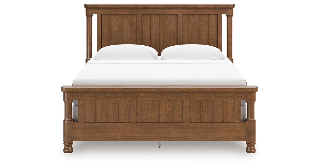 Rowlenstown California King Poster Bed with Dresser in Brown from Ashley - Luna Furniture