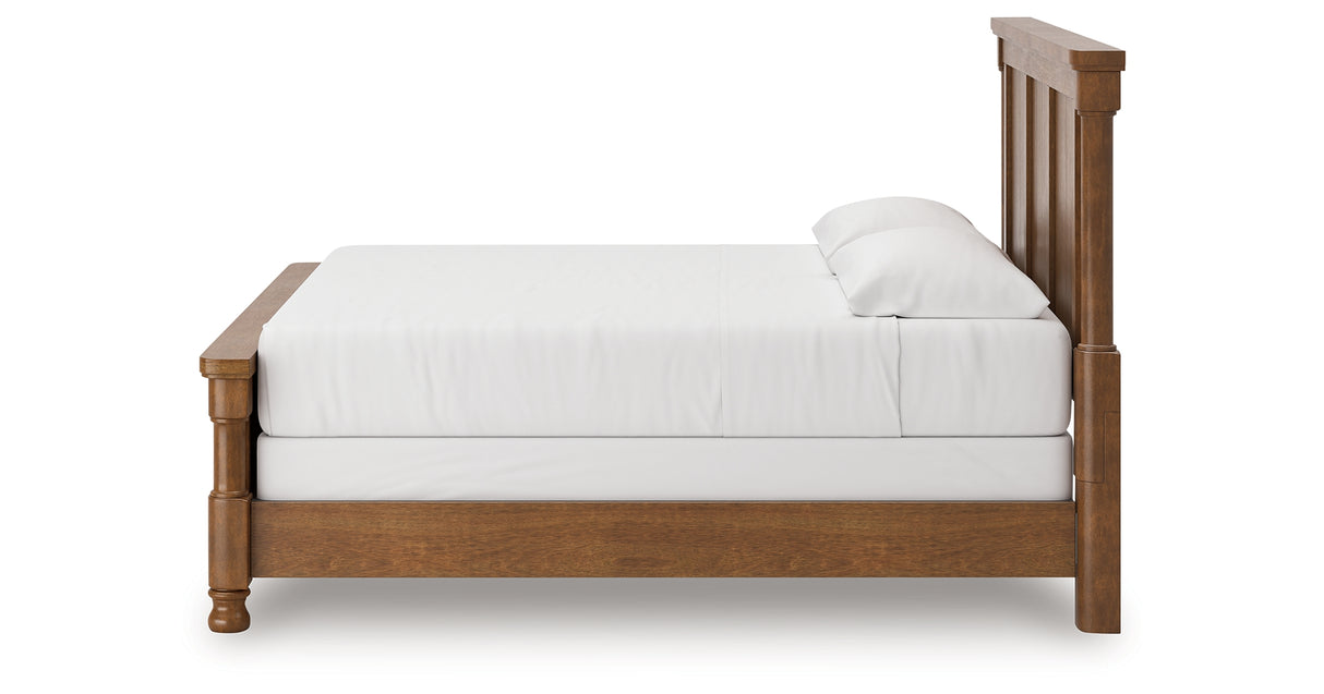 Rowlenstown California King Poster Bed with Dresser and Nightstand in Brown from Ashley Furniture - Luna Furniture